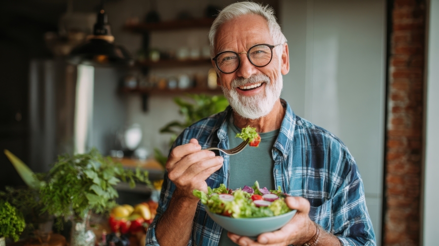 Senior bien dans son assiette