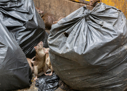 Rats dans les poubelles