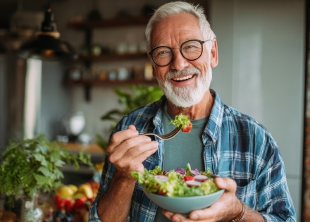 Senior bien dans son assiette